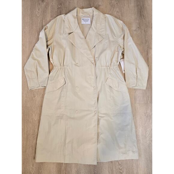 NWT Athleta Luna Trench Coat Beige Lightweight Utility Jacket Womens L - Picture 2 of 5
